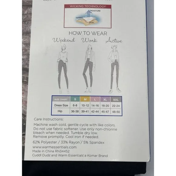 Cuddl Duds Womens Black Warm & Essentials Everyday Comfort Leggings Size Small - Picture 4 of 4